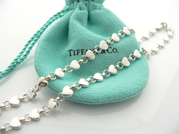 Tiffany & Co Silver Heart Link Necklace Pendant Chain Gift Pouch Love Pouch Rare