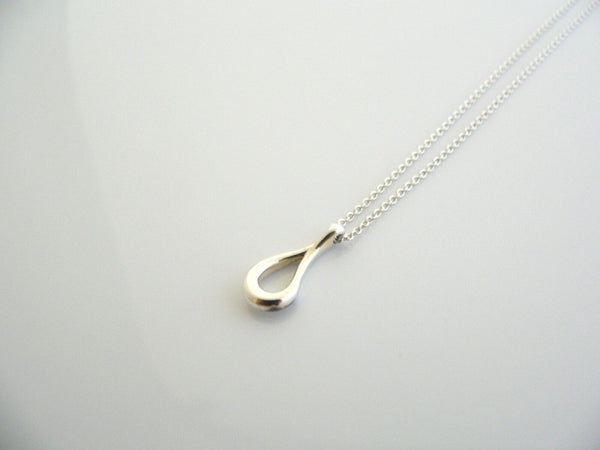 Tiffany & Co Silver Peretti Open Teardrop Necklace Pendant Charm Chain 16.5 Inch