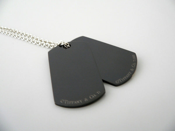 Tiffany & Co Silver Titanium Dog Tag Necklace Pendant Charm Gift Love 20 Inch