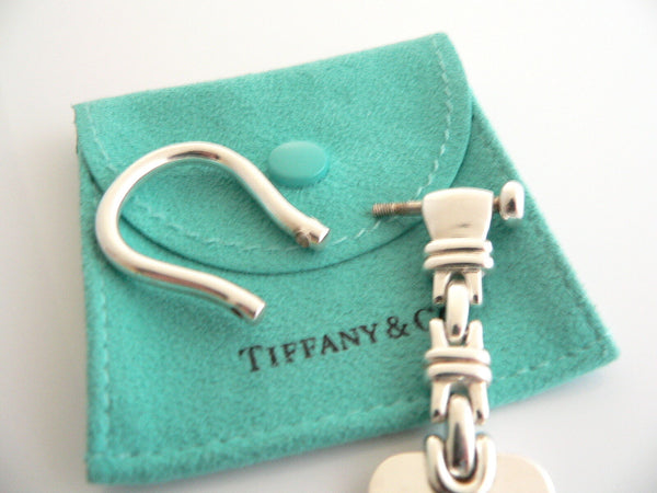 Tiffany & Co Silver Rectangle Link Key Ring Key Chain Keychain Engravable Gift