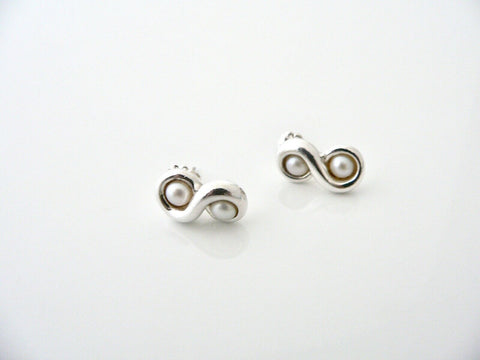 Tiffany & Co Infinity Pearl Earrings Studs Sterling Silver Gift Love Art T Co