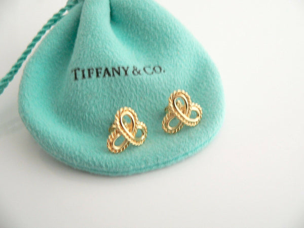 Tiffany & Co 18K Gold Infinity Flower Bead Earrings Studs Gift Pouch Love