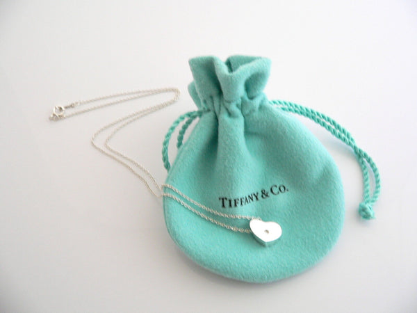 Tiffany & Co Diamond Heart Necklace Silver Pendant Charm Chain Love Gift Pouch