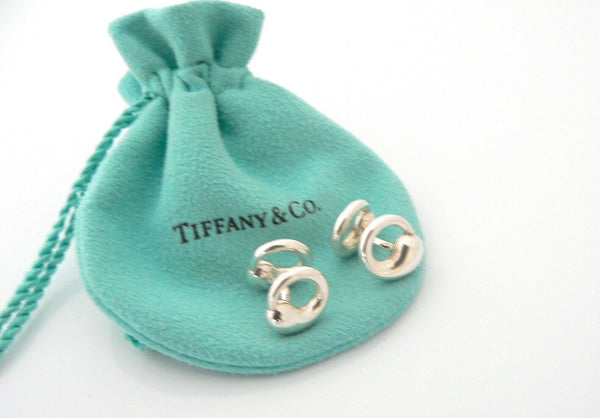 Tiffany & Co Silver Peretti Eternal Circle Cuff Links Cufflinks Gift Pouch Love
