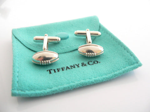 Tiffany & Co Silver Football Cuff Link Cufflink Rare Gift Pouch Sports Lover