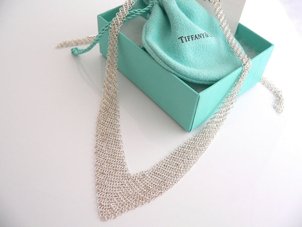 Tiffany & Co Silver Peretti Mesh Bib Necklace 25.75 inch Chain Love Gift Pouch