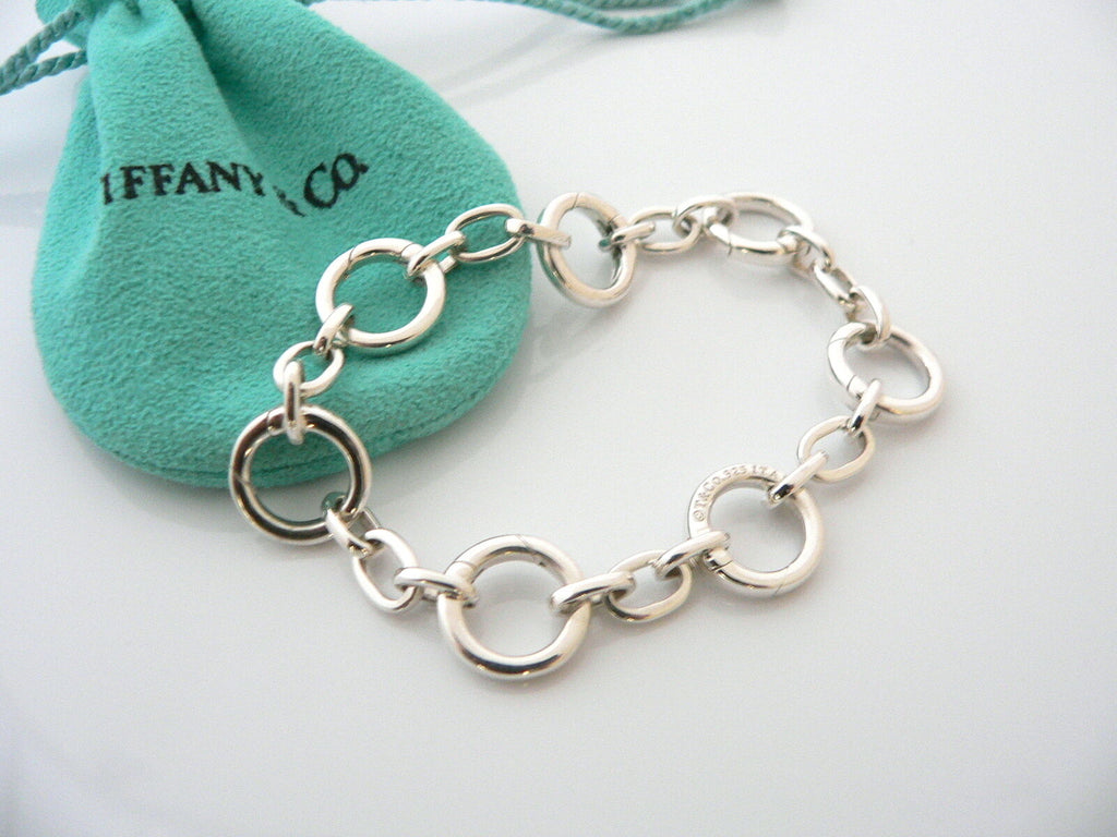 Tiffany & Co Silver Clasp Link Bracelet Charm Bangle Chain Gift Pouch Love