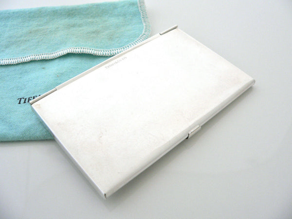 Tiffany & Co Engine Turned Stripe Business Card Case Holder Office Gift Pouch