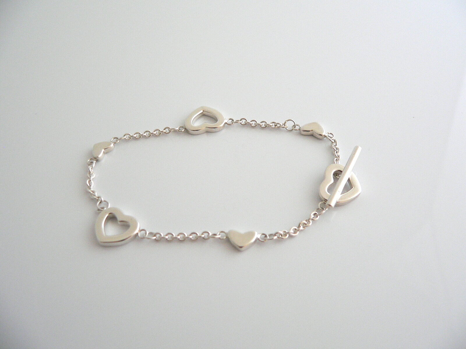 Home › Tiffany & Co Heart Bracelet Link Toggle Bangle Chain Gift Love T ...