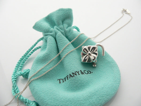 Tiffany & Co Silver Signature Gift Box Charm Necklace Pendant Charm Gift Pouch