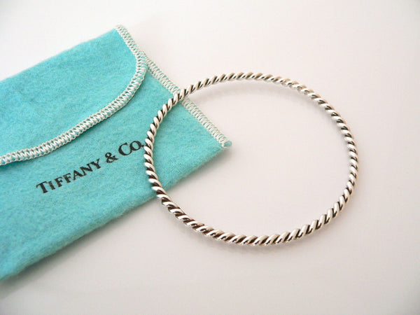 Tiffany & Co Silver Twist Twirl Swirl Bangle Bracelet Gift Pouch Love Statement