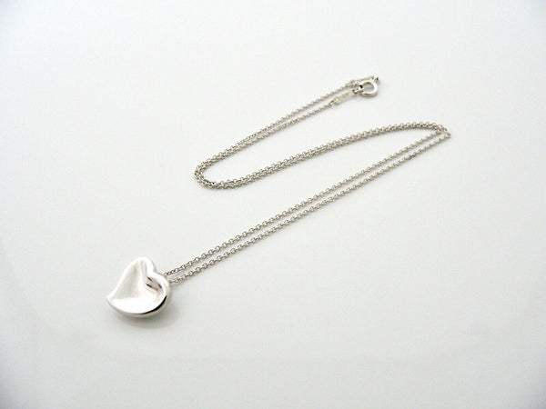 Tiffany & Co Peretti Carved Heart Necklace Pendant Chain Silver Love Gift