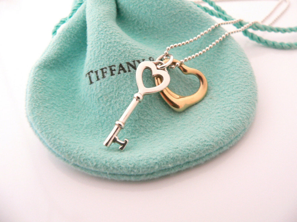 Tiffany Co Silver Return to Tiffany Heart Key Necklace Pendant 20 Inch  Chain Gift