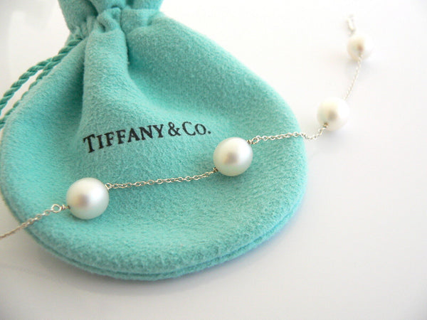 Tiffany & Co Silver Peretti Pearls by the Yard Bracelet Bangle 9 MM Gift Pouch