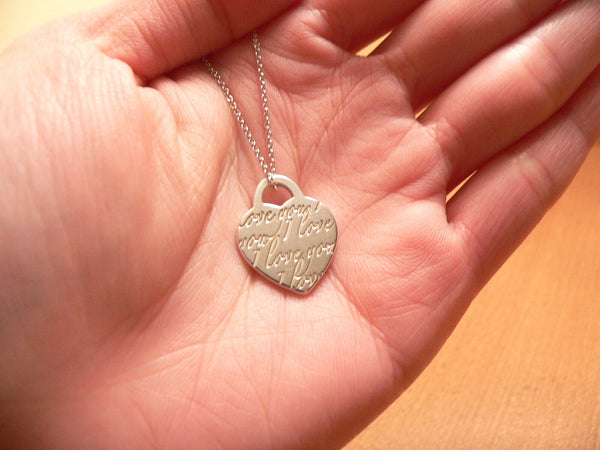 Tiffany & Co Silver I Love You Heart Necklace Pendant Charm Chain Gift Statement