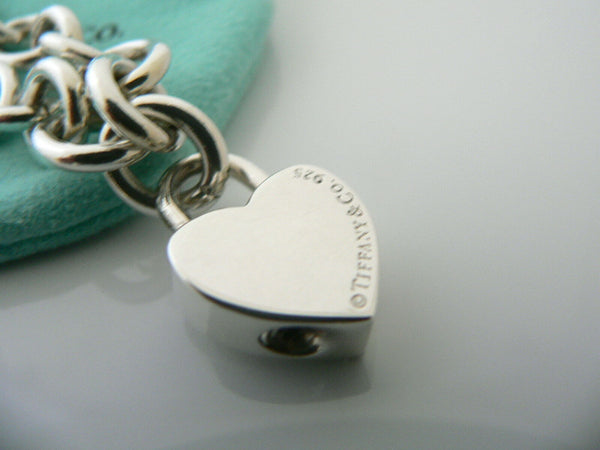 Tiffany & Co Silver BE MINE Heart Padlock Charm Bracelet Bangle Chain Gift Pouch