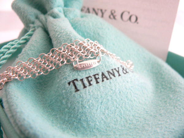 Tiffany & Co Silver Peretti Mesh Bib Necklace 25.75 inch Chain Love Gift Pouch