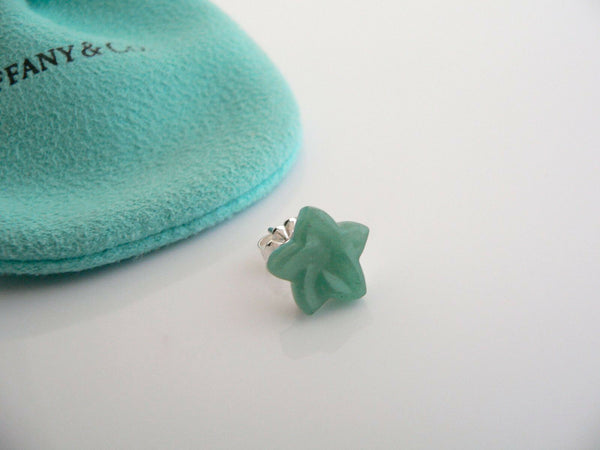 Tiffany & Co Silver Star Aventurine Green Gemstone Earrings Studs Gift Pouch Art