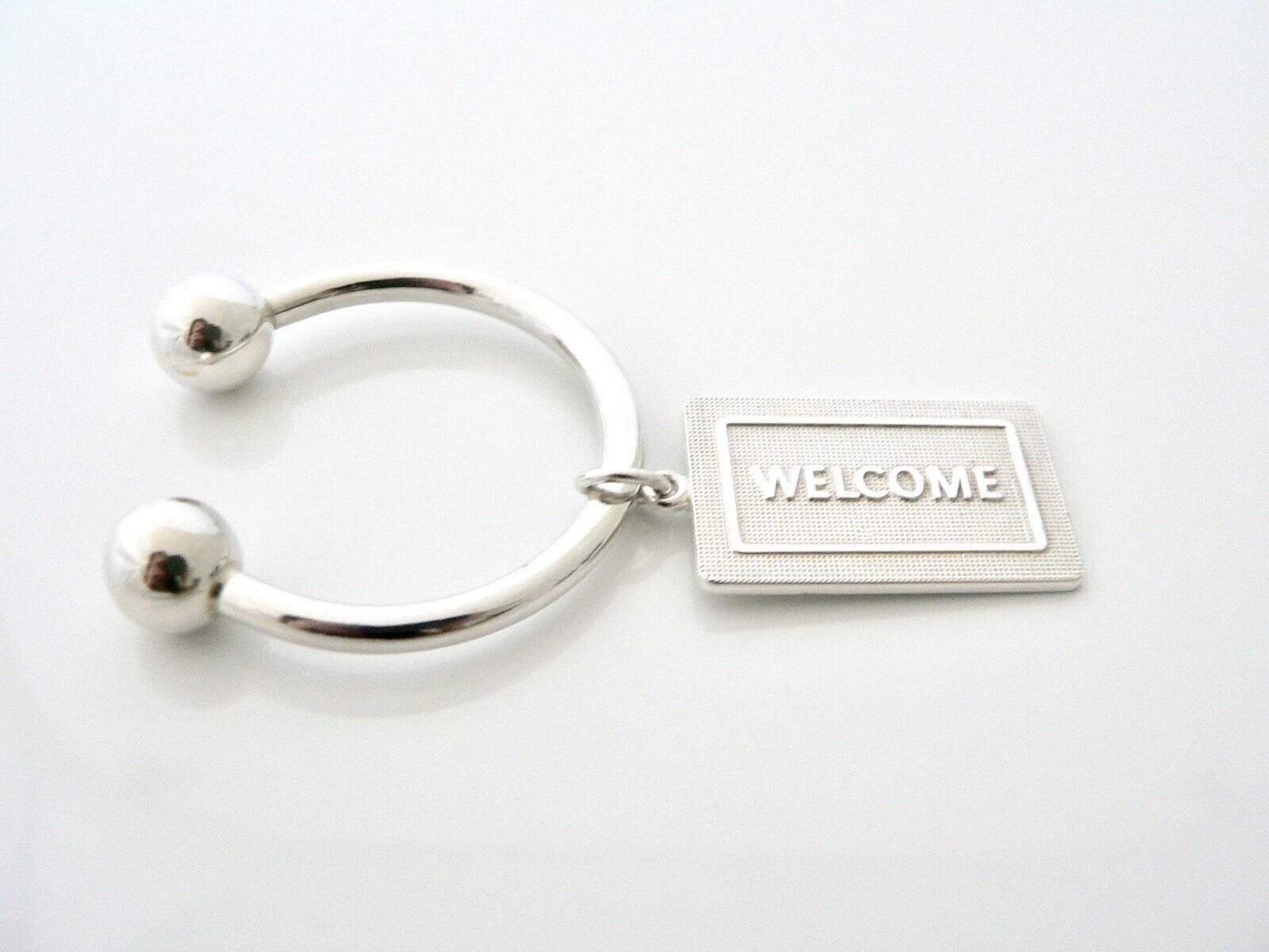 Tiffany & Co Silver Large Welcome Mat Key Ring Keychain Rare Housewarming Gift