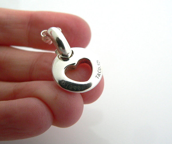 Tiffany & Co Silver Heart Stencil Cut Out Earrings Hoops Dangle Gift Love Art