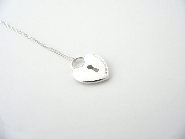 Tiffany & Co Silver Heart Key Hole Necklace Pendant Charm Chain Gift Love Rare