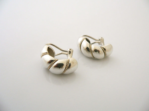 Tiffany & Co 18K Gold Silver Shrimp Shell Earrings Clip On Gift Love