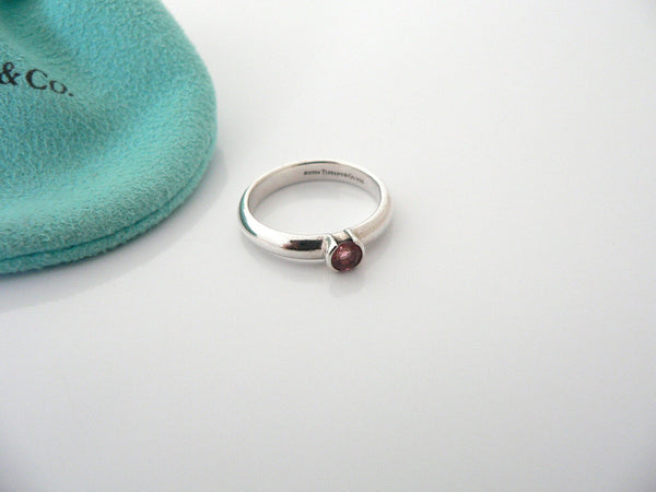 Tiffany & Co Silver Pink Tourmaline Ring Gemstone Band Sz 6.25 Gift Stacking