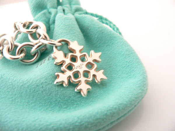 Tiffany & Co Silver Snowflake Snow Flake Bracelet Bangle Chain Rare Pouch Gift