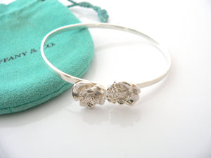 Tiffany & Co Silver Rose Nature Flower Bangle Bracelet Pouch Gift Love T and Co