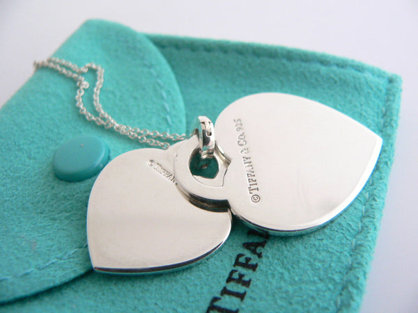 Tiffany & Co Heart I Love You Necklace Silver Double Pendant Charm Chain Gift