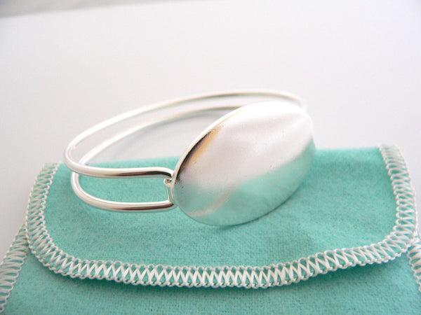 Tiffany & Co Silver Oval Double Wire Bangle ID Bracelet Gift Pouch Love Pouch