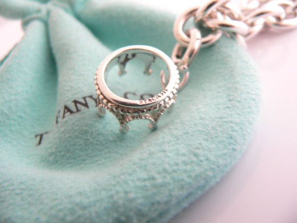 Tiffany & Co Silver Crown Bracelet Charm Princess 8 Inch Longer Gift Pouch Love