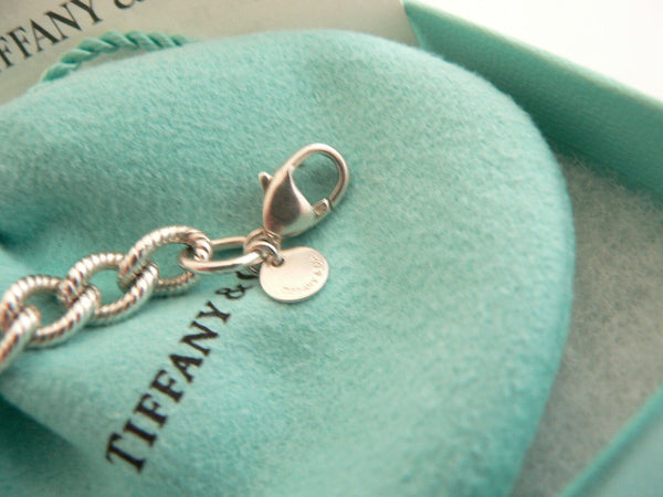Tiffany & Co Silver I LOVE YOU Heart Padlock Bracelet Cable 7.75 Inch Textured