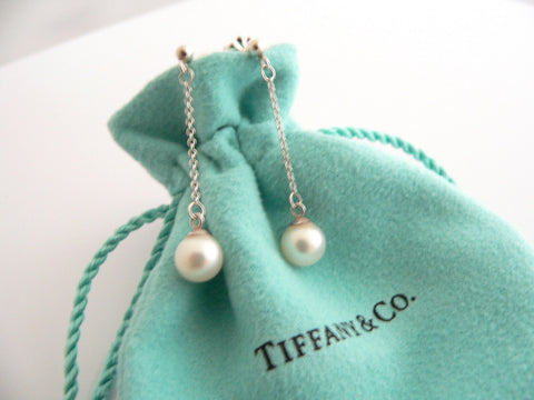 Tiffany & Co Pearl Earrings Studs Dangling Love Heart Gift Pouch Statement T Co