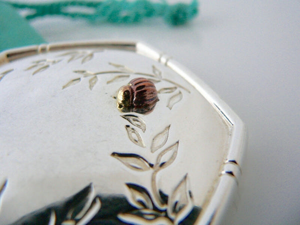 Tiffany & Co Silver Gold Bamboo Nature Ladybug Bug Mirror Compact Gift Love Art