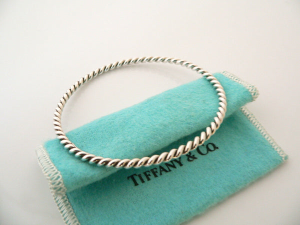 Tiffany & Co Silver Twist Twirl Swirl Bangle Bracelet Gift Pouch Love Statement