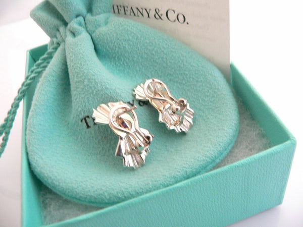 Tiffany & Co Ribbon Earrings Silver 14K Gold Ruby Gemstone Studs Gift Love Pouch