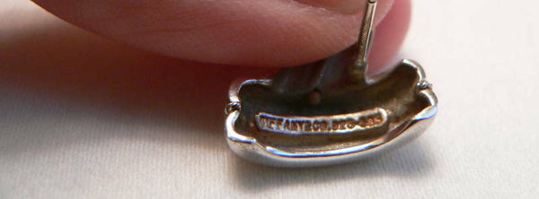 Tiffany & Co Silver 14K Gold Rope V Shape Earrings Studs Gift Love Classic