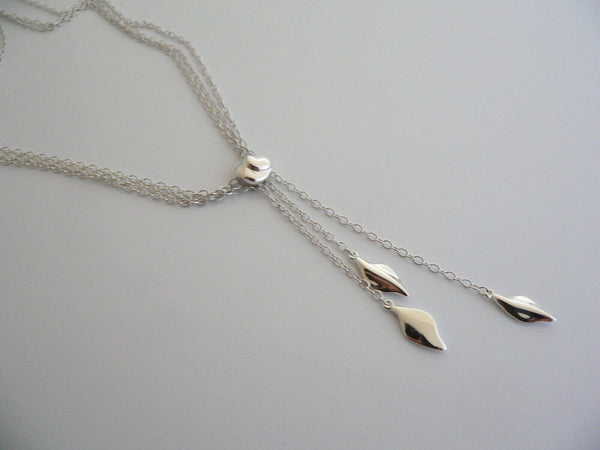 Tiffany & Co Leaf Dangle Necklace Pendant Chain Nature Lover Gift Pouch T and Co