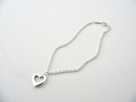 Tiffany & Co Silver Open Heart Bracelet Bangle 6.75 In Chain Gift Love Child Kid