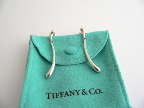 Tiffany & Co Silver Teardrop Earrings Peretti Dangling Dangle Tear Drop Gift Art