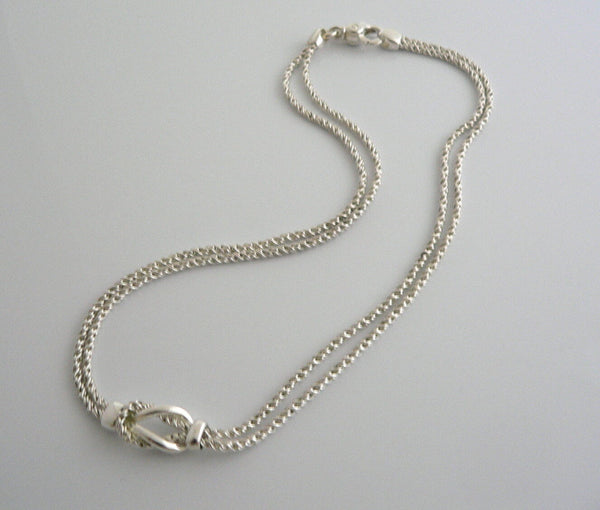Tiffany & Co Silver Double Rope Love Knot Necklace Pendant Chain Gift Statement
