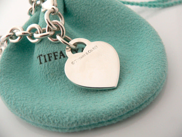 Tiffany & Co Silver I Love You Heart Bracelet Bangle 7.75 Inch Gift Love Pouch