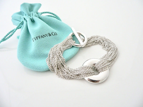 Tiffany & Co Circle Mesh Bracelet Multi Strand Bangle Rare 7.5 Inch Silver Gift