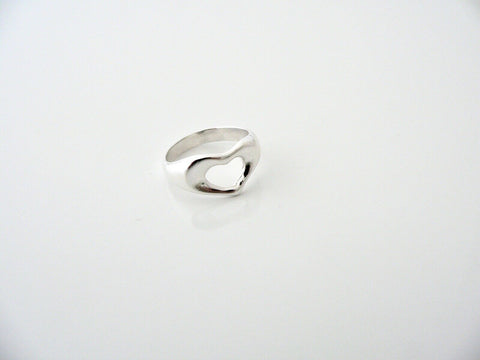 Tiffany & Co Heart Ring Band Sz 4.5 Peretti Silver Rare Love Gift Statement