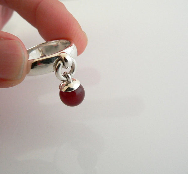 Tiffany & Co Silver Carnelian Fascination Dangling Dangle Ring Band Sz 6.25 Gift