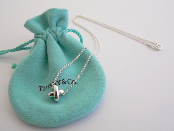 Tiffany & Co X Necklace Signature Pendant Charm Chain Silver Gift Love Pouch Art