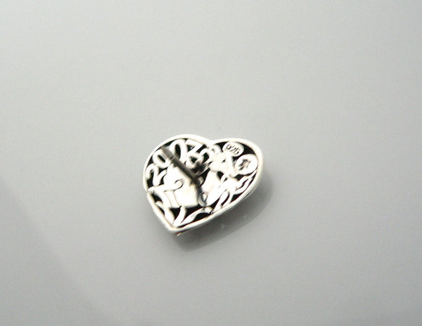 John Hardy Silver Kali Heart Stone Texture Pin Brooch Rare Love Gift Anniversary