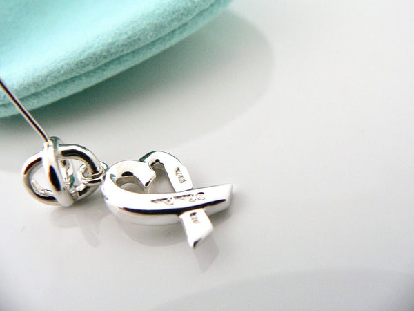 Tiffany & Co Silver Loving Heart Dangle Dangling Earrings Rare Gift Pouch Love