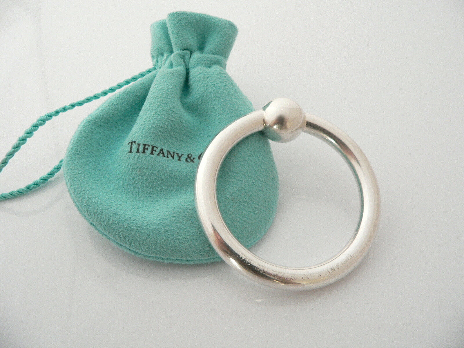 Tiffany & Co Silver Circle Baby Rattle Teether Mint No Dings Gift Pouch Love